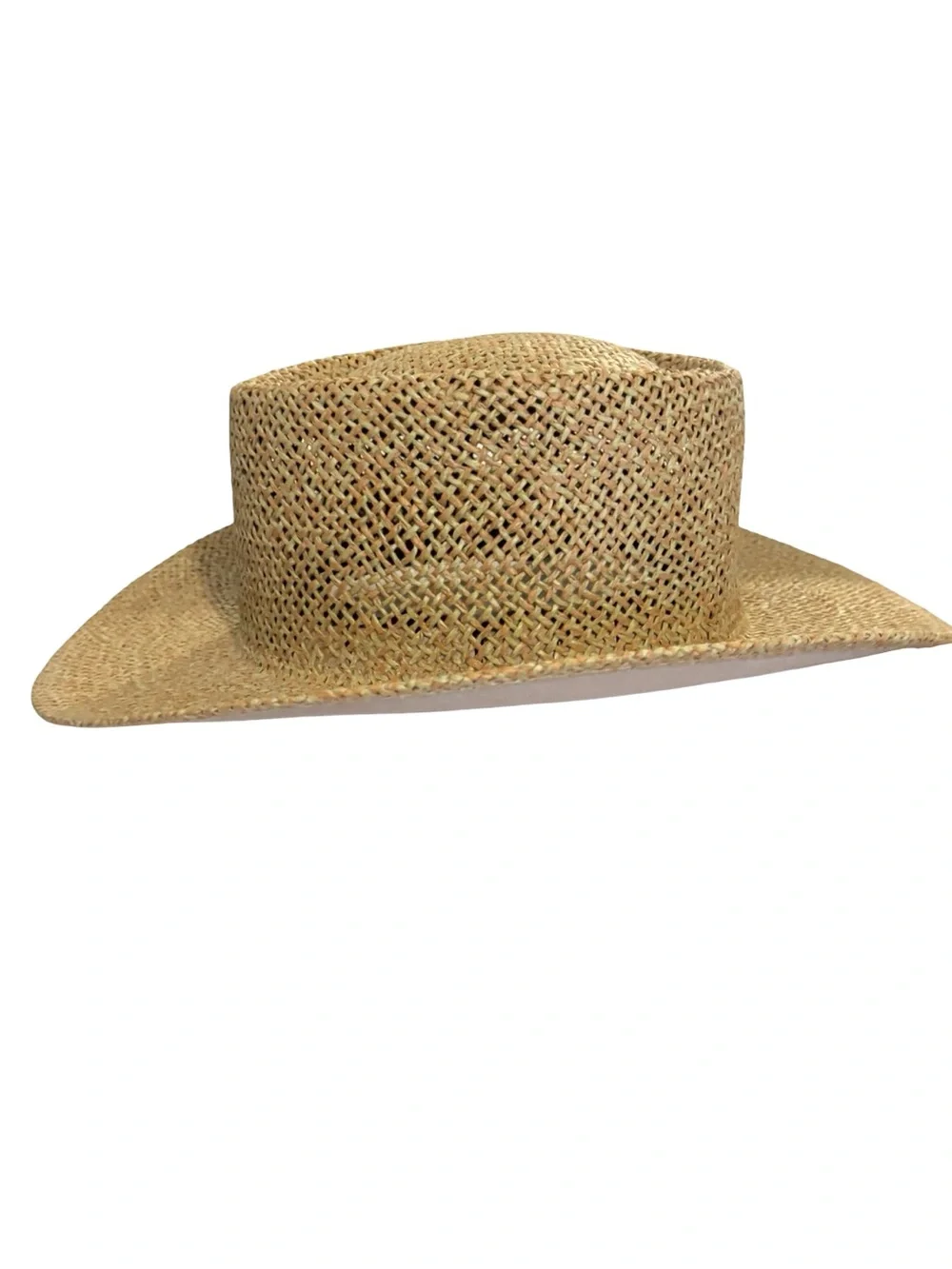 Unisex Western Outdoor Boho Resort Straw Fedora Hat - Natural Tan